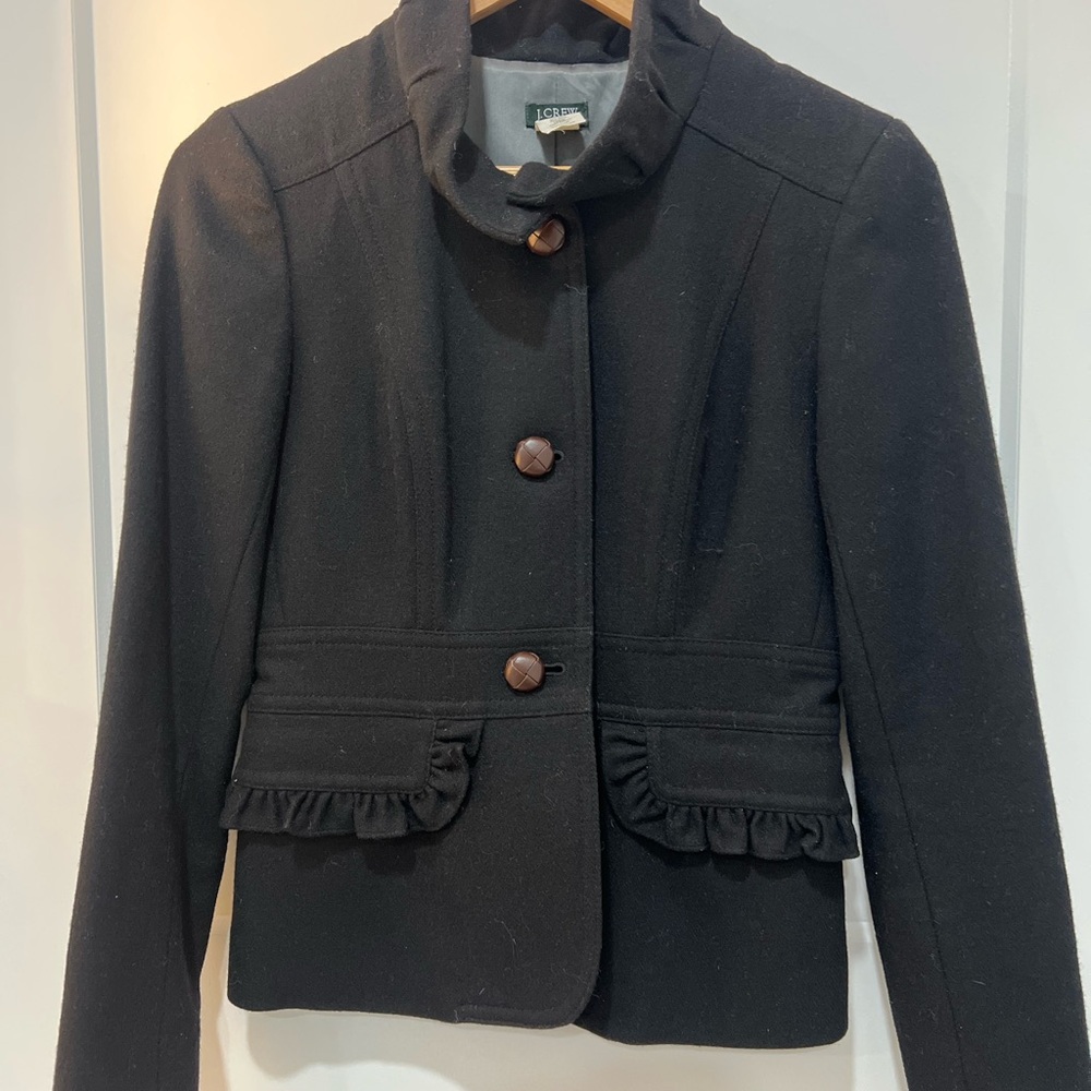 J. CREW Women's Wool Ruffle Fitted Blazer
